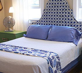 diy fabric headboard, bedroom ideas, crafts, home decor, I love blue and green together