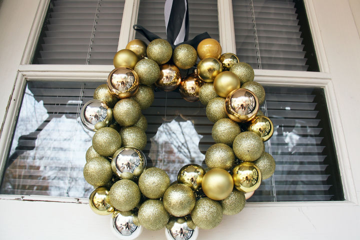 diy ornament wreath for less than 10, crafts, seasonal holiday decor, wreaths, This ornament wreath took me about an hour to make And because I already had some of the supplies on hand it cost about 5