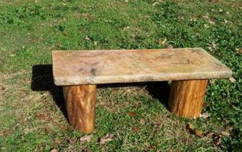 Cedar Log Bench With Stone Top