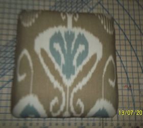 refreshing recovering seat cushions, painted furniture, Center the Ikat print on the cushion