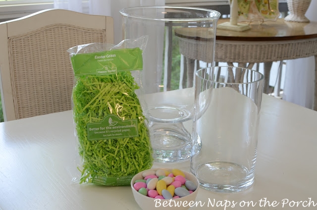 pottery barn knock off create a double bowl hurricane centerpiece for much less, crafts, easter decorations, halloween decorations, seasonal holiday decor, Found the vases at a discount store saved a bundle on the PB price