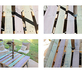 mesa de guarda chuva ao ar livre feita com palete e cavaletes, Cores de lavagem de cores para combinar com a rea de estar