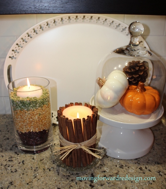 cinnamon candle and pumpkins my fall vignette, seasonal holiday d cor