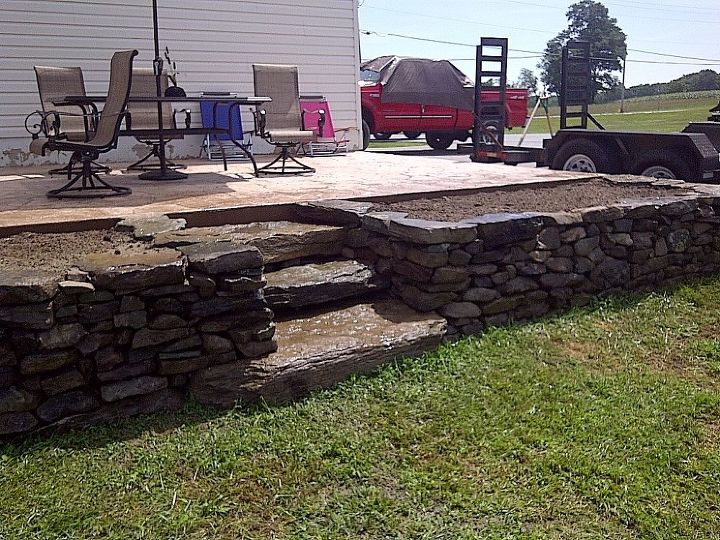 drystack stone raised bed, gardening, outdoor living, raised garden beds, drystacked raised bed and steps constructed with Pa fieldstone
