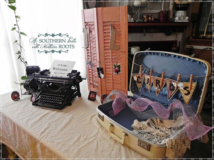 diy vintage decor, home decor, I always have my vintage typewriter on display along wit suitcases Seeing them in a display helps me to visualize new ways to move them around the house