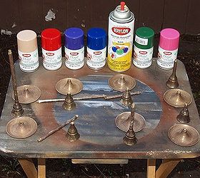 brass candlesticks frumpy to fab, home decor, painted furniture, Took about 4 hours altogether including drying time