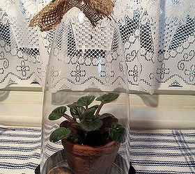 lamp glass cloches, crafts, miniature violet stone owl under a lamp glass cloche
