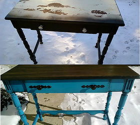 road rescue side table, painted furniture, Love turquoise and this is my first try with the color