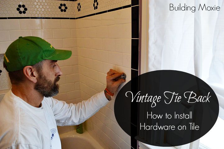 vintage tie back installing bath hardware in tile, bathroom ideas, diy, home maintenance repairs, how to, tiling, Today I am going to share some tips on how to install a vintage shower curtain tie back