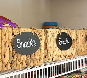 tip for organizing a pantry, closet, organizing, Faux chalkboard labels for each basket