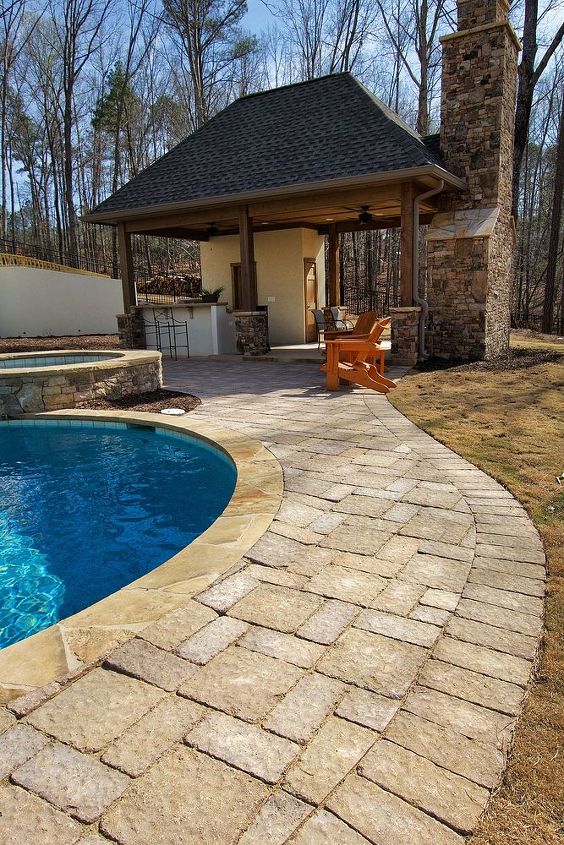 pool house and paver decking, concrete masonry, decks, outdoor living, pool designs, spas