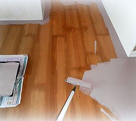 diy painting old laminate floors beforeandafter, With a special paint treatment it was transformed