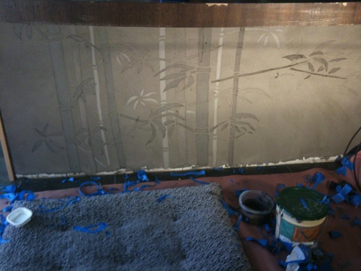 this is the back of our kitchen island wall which faces our family room after, home decor, kitchen design, kitchen island, 3rd final layer complete This layer was darkened using black acrylic paint Ready for base mold