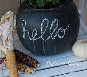 chalkboard pumpkin planters, chalkboard paint, crafts, halloween decorations, repurposing upcycling, seasonal holiday decor