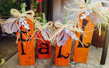 "Fall" pumpkins out of 2x4s