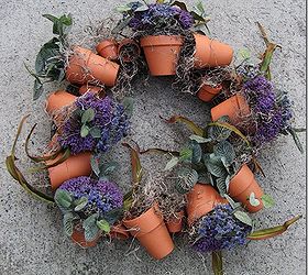 got some leftover flower pots make a wreath, crafts, repurposing upcycling, wreaths, Fill them with faux flowers and Spanish moss