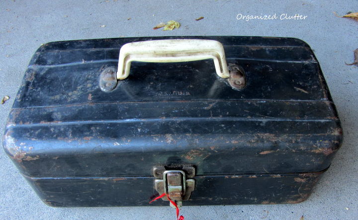 an easy rustic vintage fall vignette, repurposing upcycling, seasonal holiday d cor, The tool box