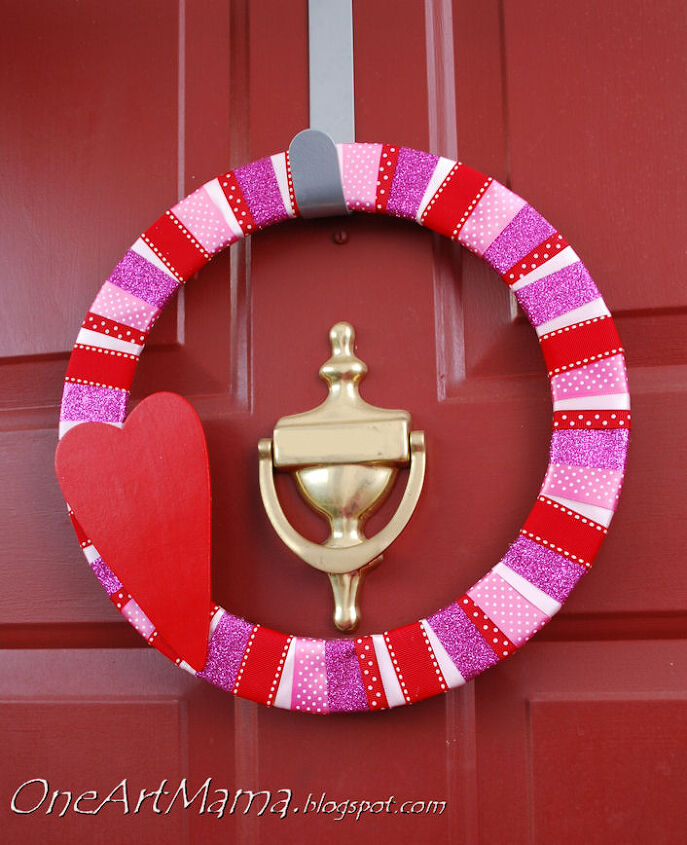 valentine ribbon wreath, crafts, seasonal holiday decor, valentines day ideas, wreaths