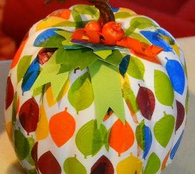 colorful modpodged pumpkins, crafts, seasonal holiday decor, Mod Podged pumpkin
