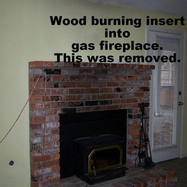 q question about an electric fireplace, home decor, living room ideas, Originally a gas fireplace the gas insert was removed and a wood burning insert was put in Not up to code it was removed when we bought the house