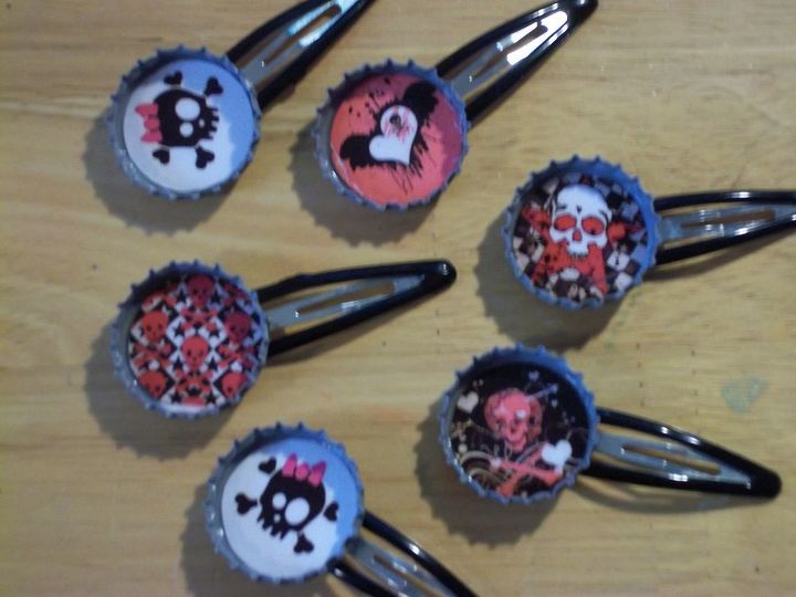 bottle cap projects, crafts, Hair Clip Pins