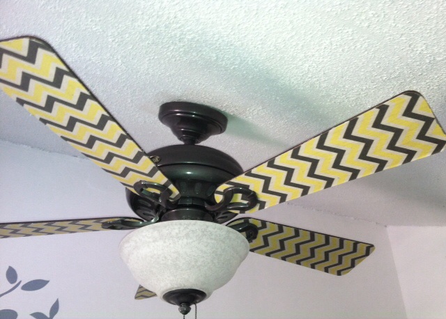 fan redo with fabric, home decor, lighting, repurposing upcycling, reupholster, My finish project