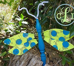 tutorial for winged bug for the garden, crafts, gardening, repurposing upcycling, By cutting a flyswatter and painting a cute little pattern these are the perfect wings