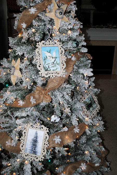 make a burlap garland with painted snowflakes, christmas decorations, seasonal holiday decor, My flocked Christmas Tree