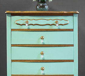 mint gold french provincial dresser, painted furniture