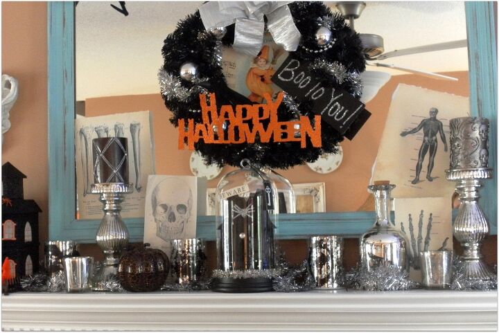 my halloween mantle, halloween decorations, seasonal holiday d cor, Halloween Mantle