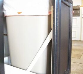 diy pullout trashcan, diy, kitchen cabinets, woodworking projects