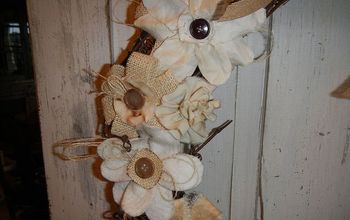 Shabby Fabric Flower Grapevine Wreath