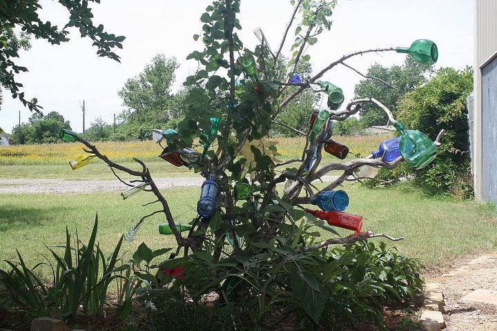 my funky old bottle tree, gardening, repurposing upcycling, SUMMER PEONIES MOONFLOWER LILLIES
