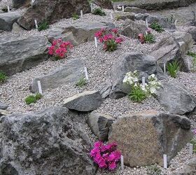 how to build a rock garden, gardening, landscape, succulents, Checking out other rock gardens gave us ideas on what we wanted in our new rock garden Here scree is used in this garden