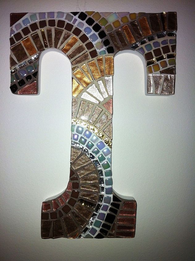 custom handcrafted mosaic initials, crafts, Mocha T
