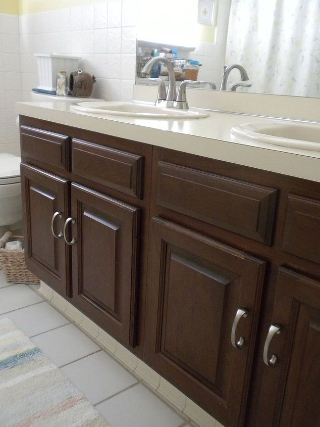 post plumbing project reveal, bathroom, plumbing, AFTER Delta s Lahara faucet new cabinet hardware