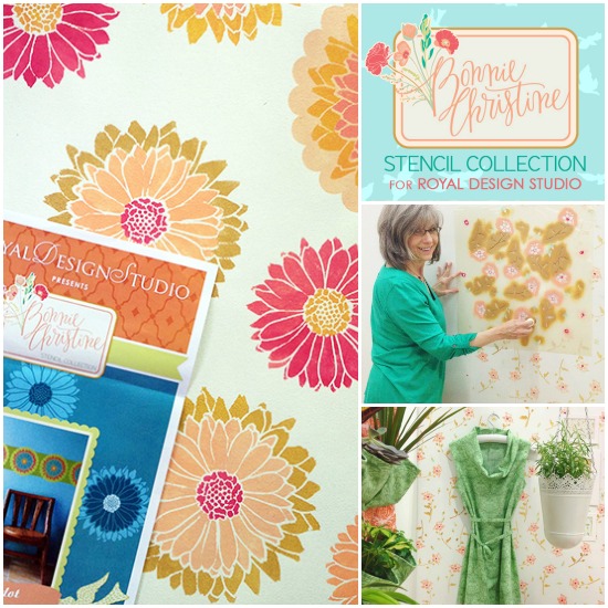 stencil projects with flower power, diy, home decor, painting, Stenciling with pretty floral stencil patterns from Bonnie Christine for Royal Design Studio