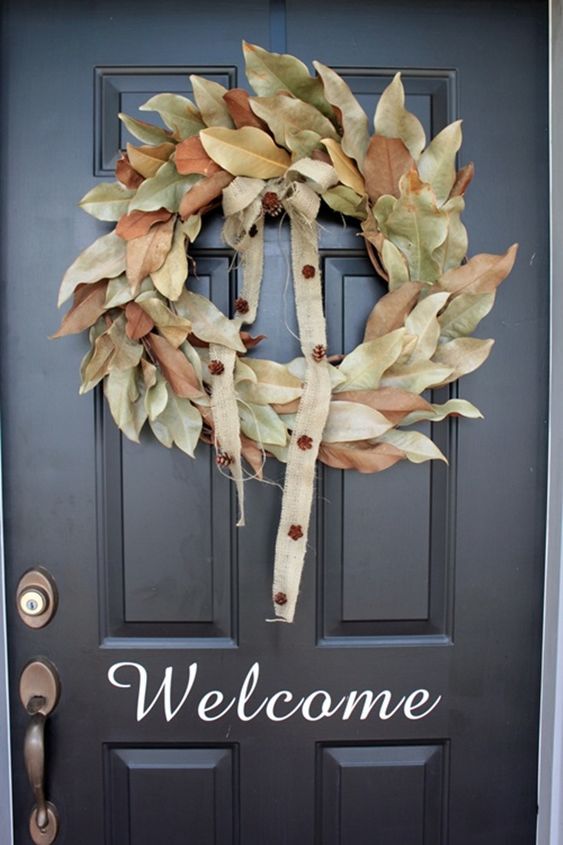 diy magnolia wreath, crafts, wreaths, Welcome with a magnolia wreath