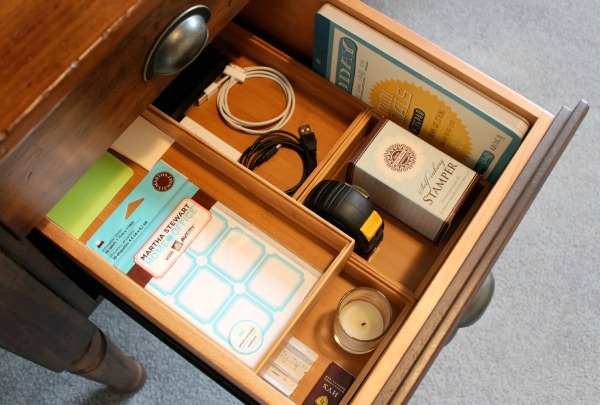 easy office drawer organization, craft rooms, home office, organizing, Having compartments to put my office supplies in keeps the drawer tidy and everything accessible
