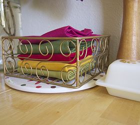 2 easy ways to reduce your use of paper products, cleaning tips, go green, After a meal the napkins get stored in a thrift store basket that stays on our table