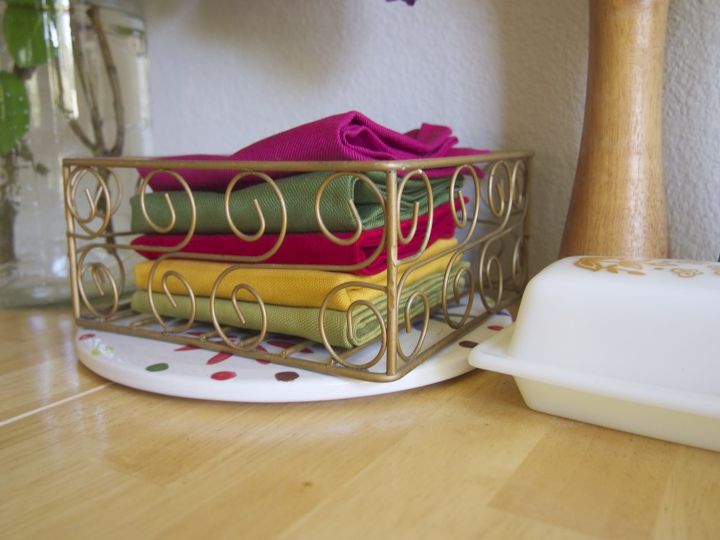 2 easy ways to reduce your use of paper products, cleaning tips, go green, After a meal the napkins get stored in a thrift store basket that stays on our table