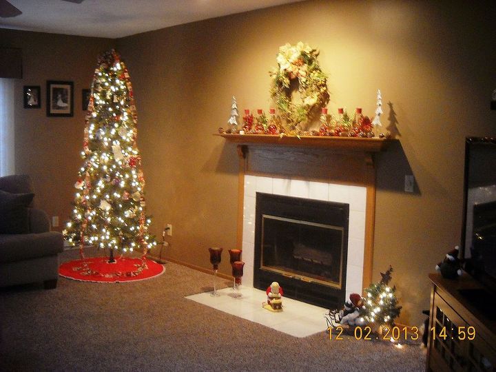 christmas tree and fireplace, christmas decorations, seasonal holiday decor