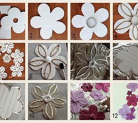 foil flowers wall d cor diy, crafts, home decor, wall decor, Here s a picture tutorial on how I made the flowers using foam board aluminum foil jute rope acrylic paint and a few more items
