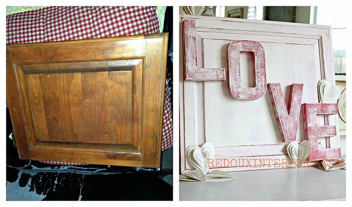 placa de amor feita com uma velha porta de armrio, Aqui est o antes e depois Que diferenca