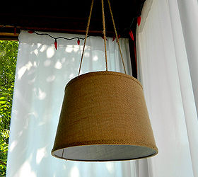 off the grid drum shade pendant, electrical, lighting, No electricity grass cloth drum shade pendant using battery operated LED light
