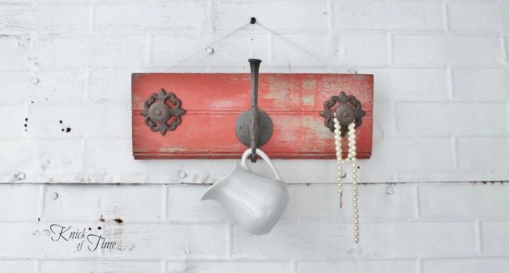 coat racks from salvaged wood, foyer, organizing, storage ideas, This one was painted in a pretty southwestern red color