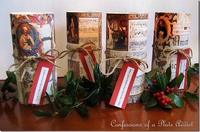 fun and easy christmas candle favorites, seasonal holiday d cor, These Wisteria inspired Christmas candles include the free graphics