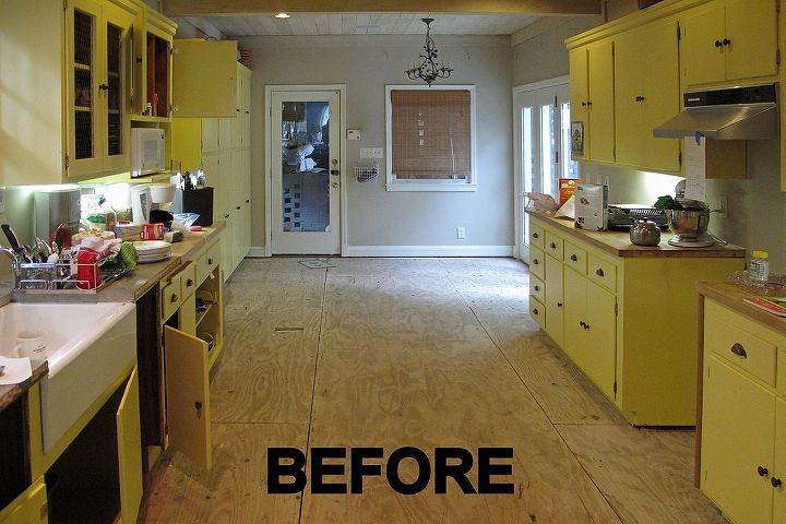 home decor painting a floor, flooring, hardwood floors, home decor, kitchen design, painting, BEFORE the hardwood floor was installed See the full story at