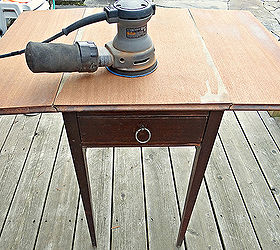 diy thursday antiqued emerald side table, painted furniture, During sanding gluing and filling