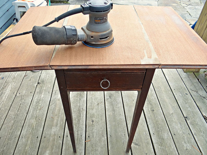 diy thursday antiqued emerald side table, painted furniture, During sanding gluing and filling
